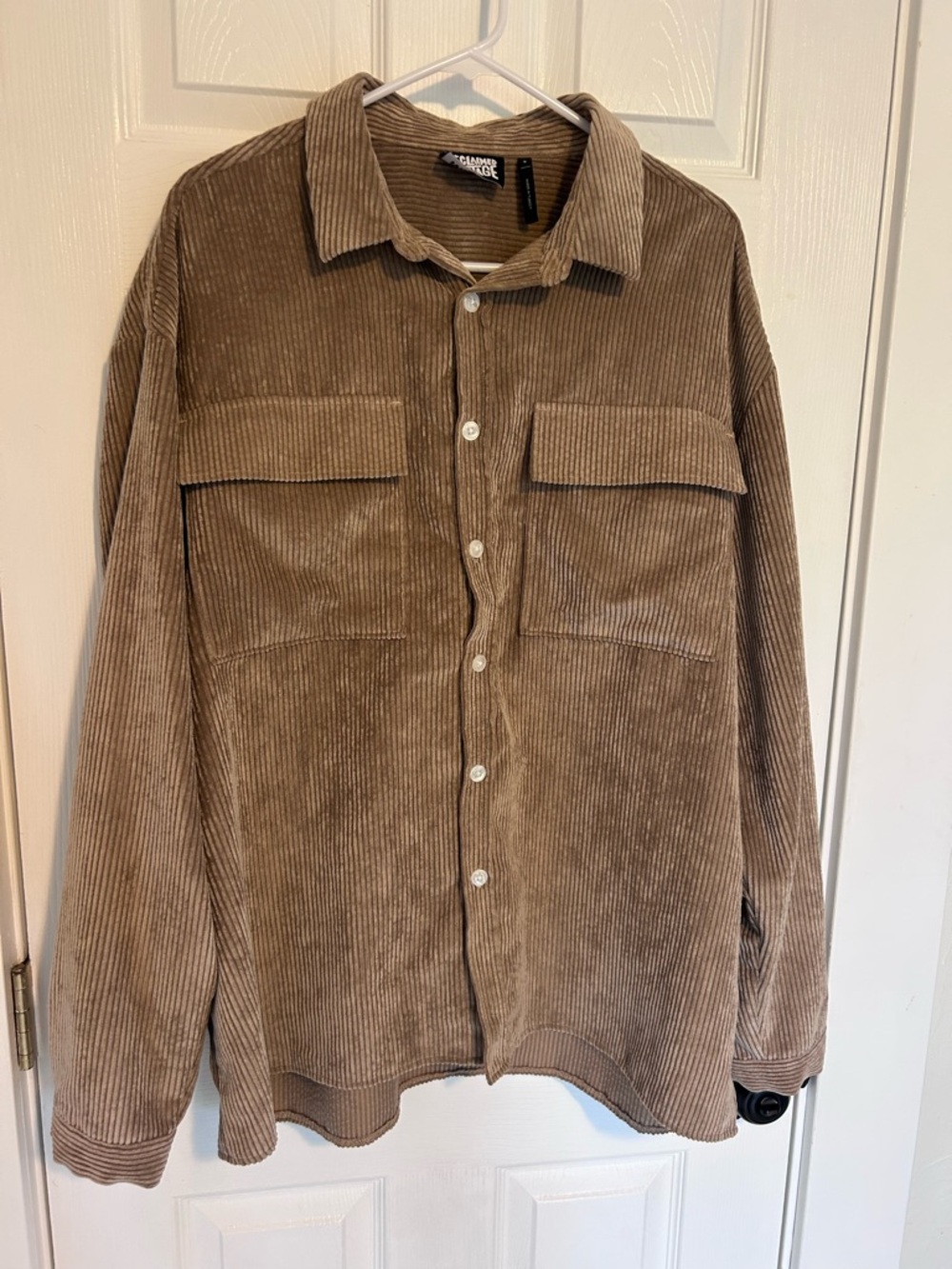 Reclaimed Vintage Brown Corduroy Button-Down Shirt Jacket